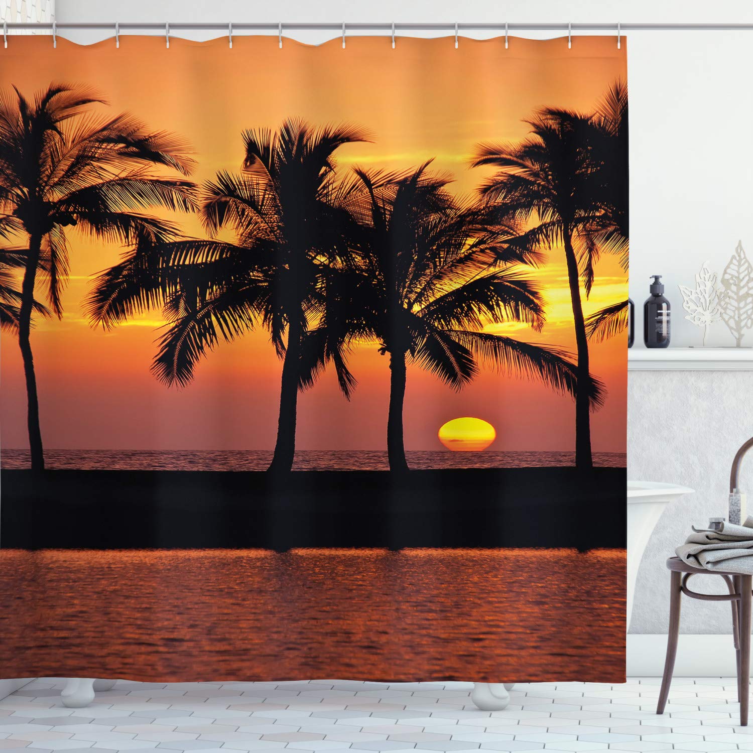 Amazon Com Palm Tree Decor Shower Curtain By Ambesonne Caribbean