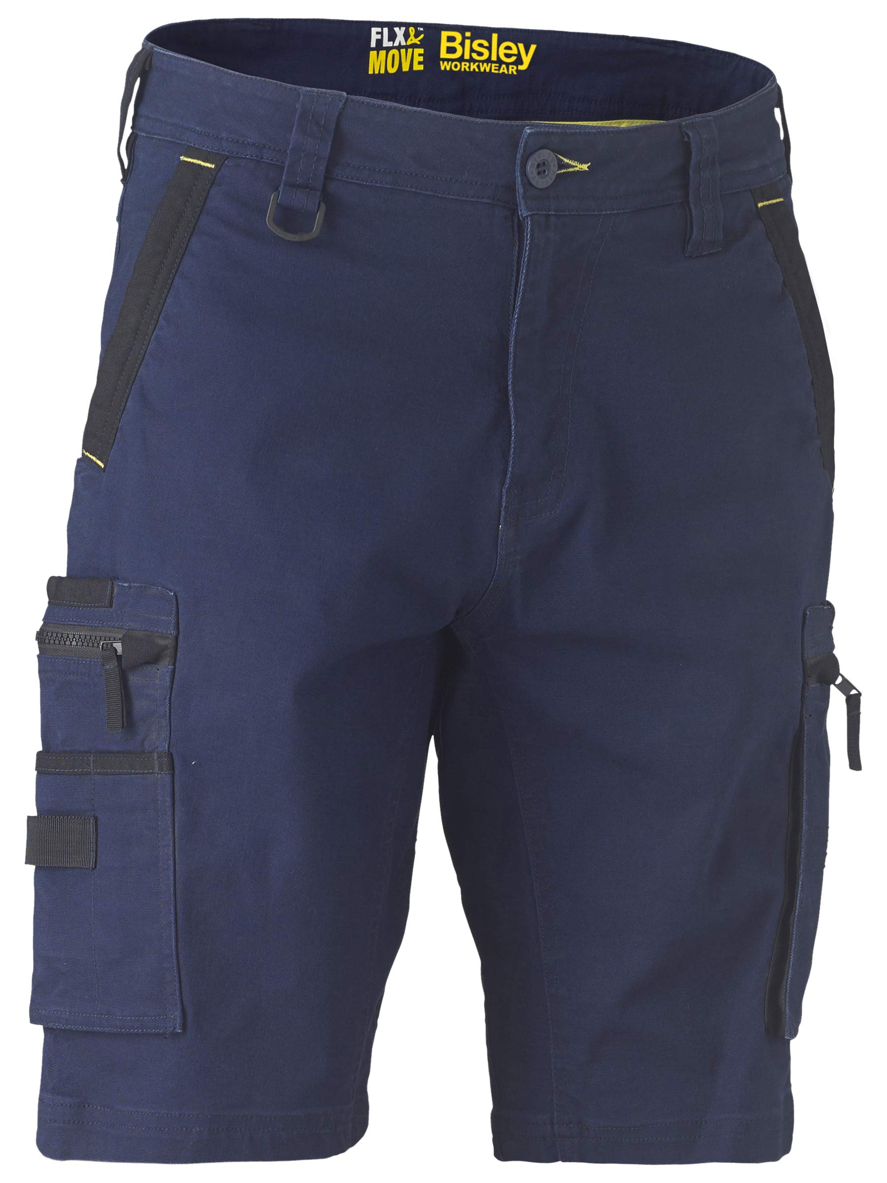 Bisley Workwear UKBSHC1330_BPCT Flex & Move Stretch Utility Zip Cargo Shorts - Navy, 32