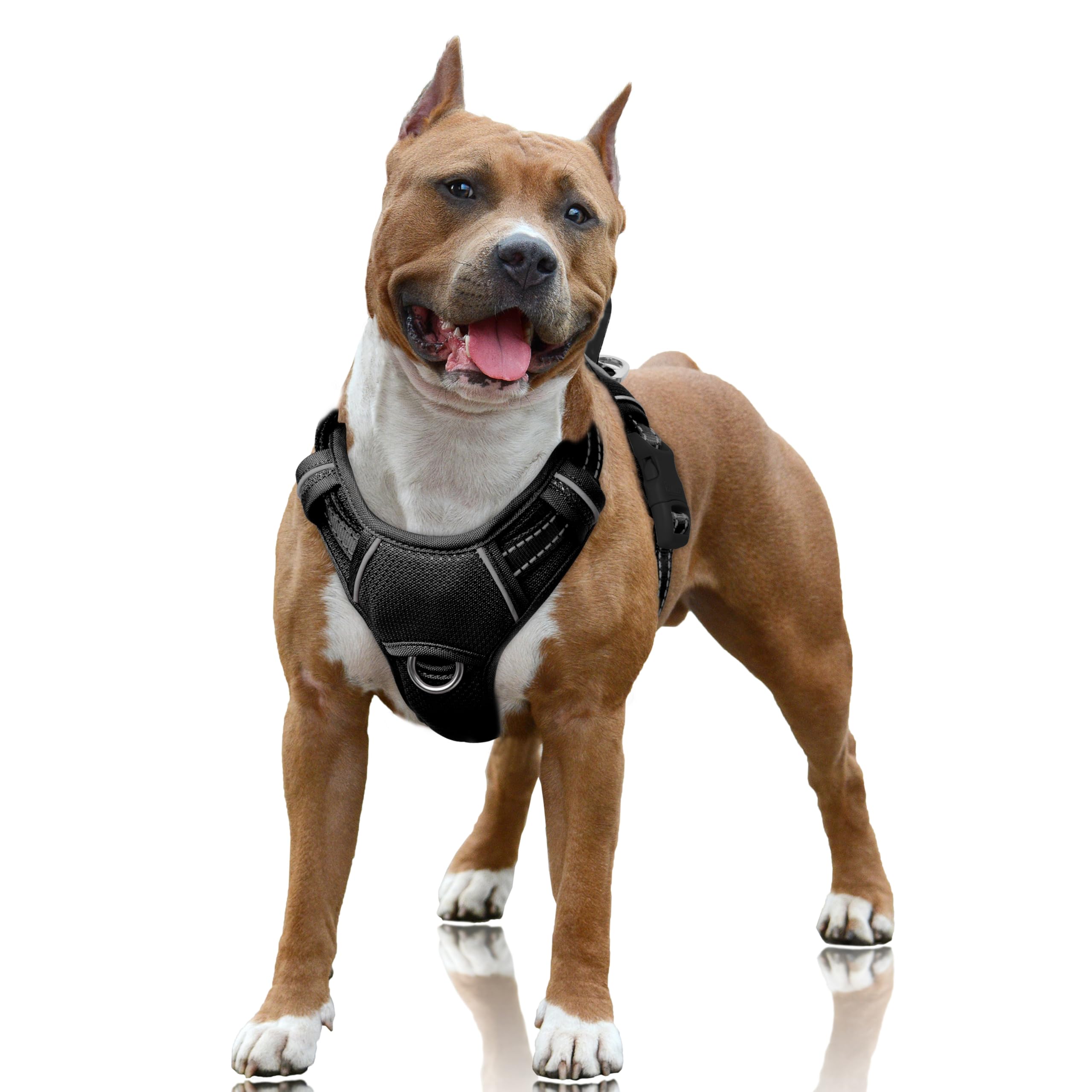 Photo 1 of BARKBAY No Pull Dog Harness Large Reflective Dog Harness with Front Clip and Easy Control Handle for Walking Training Running with ID tag Pocket(Black,L)