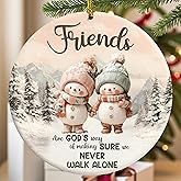 Friendship Ornaments for Women Friends, Never Walk Alone Acrylic Friends Christmas Ornaments, Religious Christmas Ornaments for Women, Christian Friendship Gifts for Bestie, Sisters, Coworkers