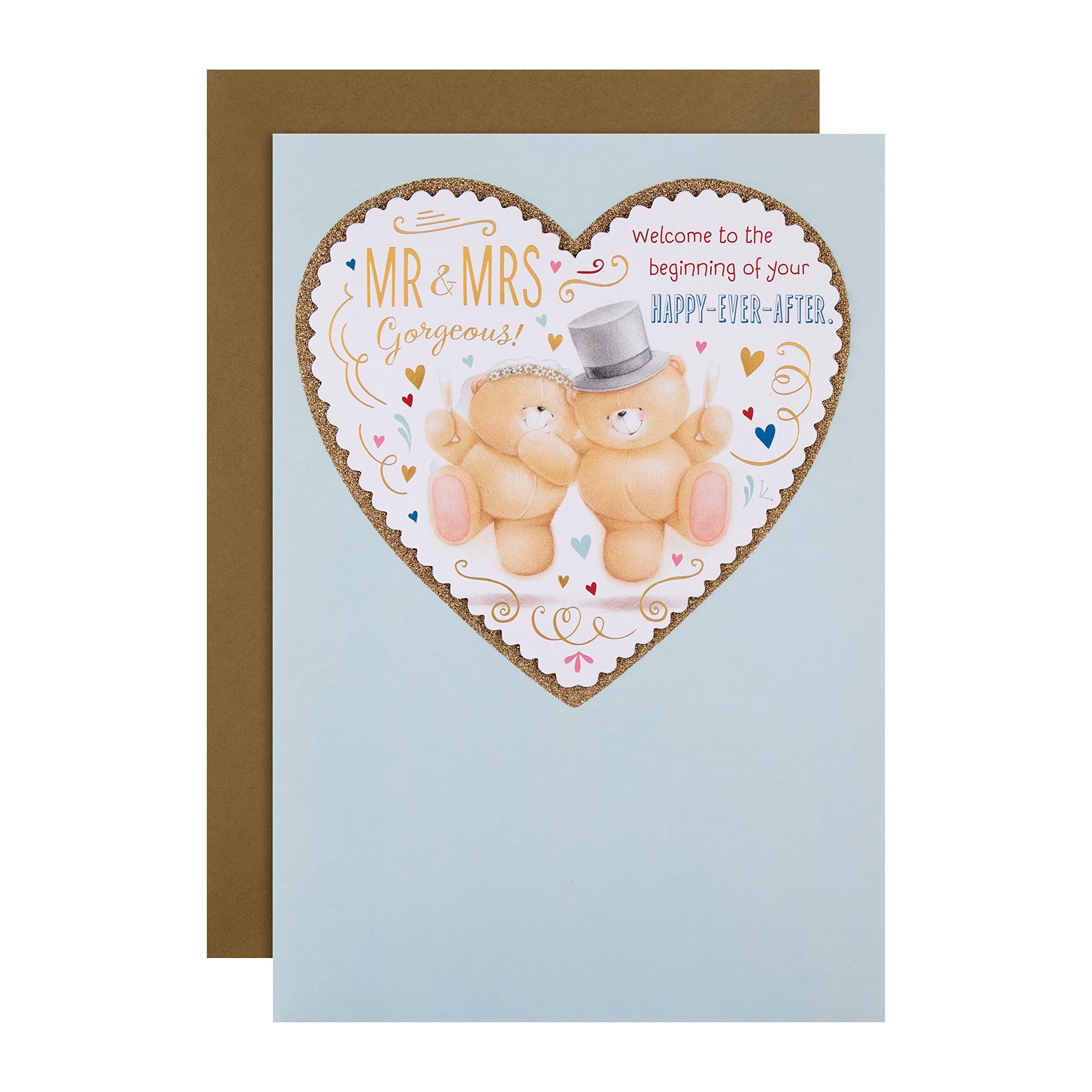 Hallmark Wedding Congratulations Card - Large Forever Friends Bride and Groom Design with 3D-Effect Heart