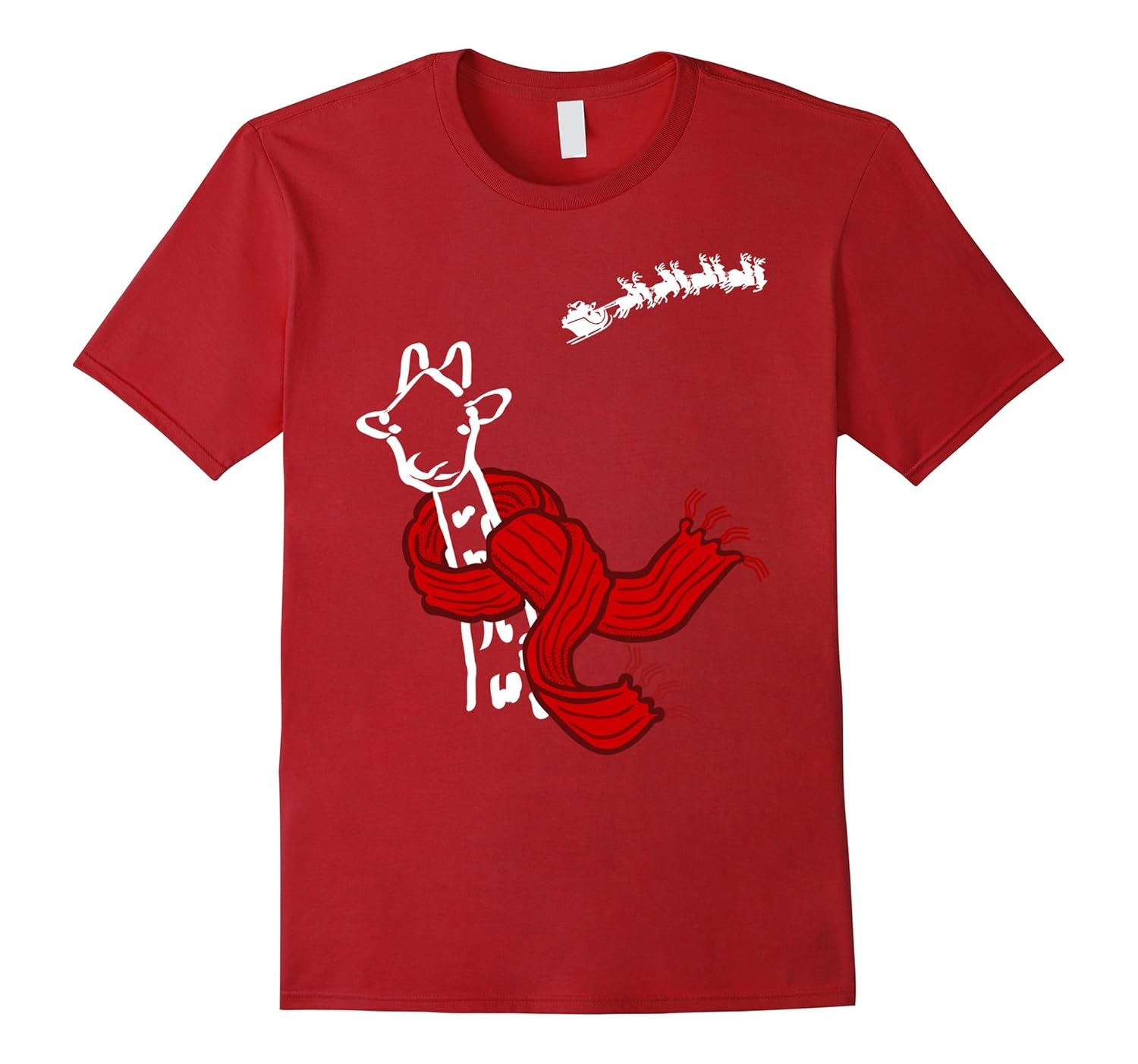 Christmas Giraffe Shirt - Giraffe in Scarf Santa T-Shirt-ANZ