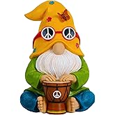 Mood Lab Garden Gnome - Hippie Drummer Gnome Figurine - 9.1 Inch Tall Funny Lawn Statue - for Outdoor or House Decor