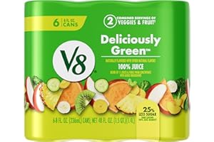 V8 Deliciously Green 100% Fruit and Vegetable Juice, 8 fl oz Can (6 Pack)