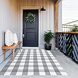 MUBIN Cotton Buffalo Plaid Rug, 4'x 6' Grey and