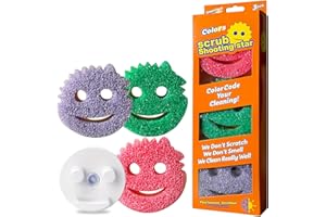 3 Pack for Mommy Scrub Sponges and Daddy Holder with Suction Cups, Multipurpose Dish Sponges for Kitchen and Home, Easy Clean