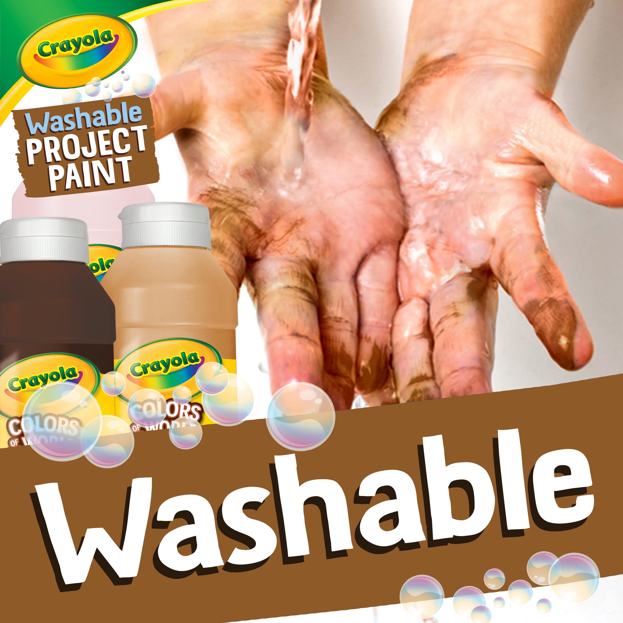 Crayola Colors Of The World Washable Paint - 8oz (9ct), Bulk Skin Tone Paint, Kids Arts & Crafts Supplies, For Teachers & Classrooms