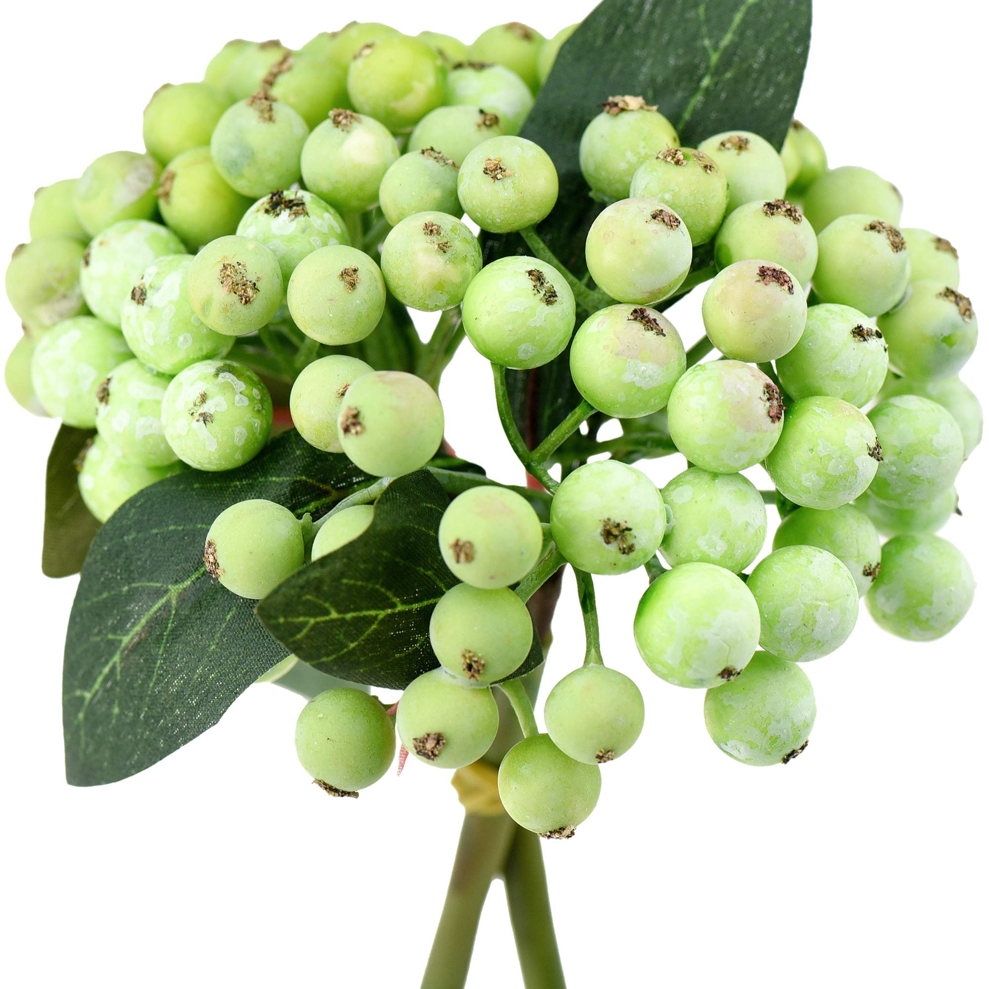 FiveSeasonStuff 2 Stems of Real Touch Artificial Holly Berries Floral Arrangement (Frosted Green)