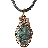 Designs by Nature Gems Men's Birthstone Gemstone Necklace - Antique Bronze, 24" Raw Flat Black Leather Cord