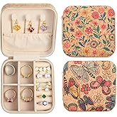 Charmory 2 Pack Travel Jewelry Case – Small Retro Print Jewelry Organizer Box, Portable PU Leather Mini Storage for Rings, Earrings, Necklaces, Bracelets – Gift for Women & Girls