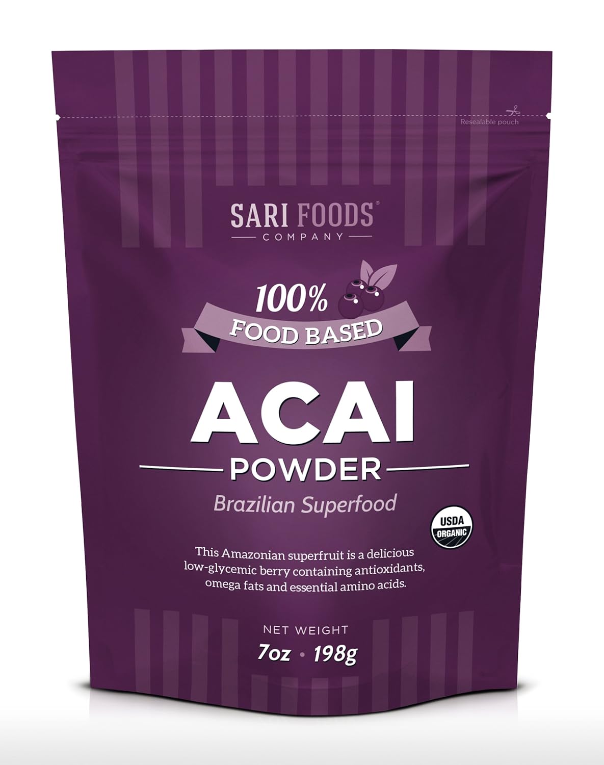 Organic Acai Powder (7 Ounce): Natural Freeze Dried Superfood, Non-Synthetic & Naturally Occurring Plant Based Nutrition, Antioxidants, Omega Fatty Acids, Essential Amino Acids, Calcium, and Iron.
