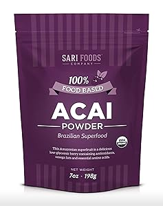 Organic Acai Powder (7 Ounce): Natural Freeze Dried Superfood, Non-Synthetic & Naturally Occurring Plant Based Nutrition, Antioxidants, Omega Fatty Acids, Essential Amino Acids, Calcium, and Iron.