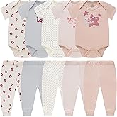 Baby Newborn Layette 10-Piece Sets Cotton Bodysuits Pants Sets for Baby Boys Girls Toddler Unisex Baby Gift Set