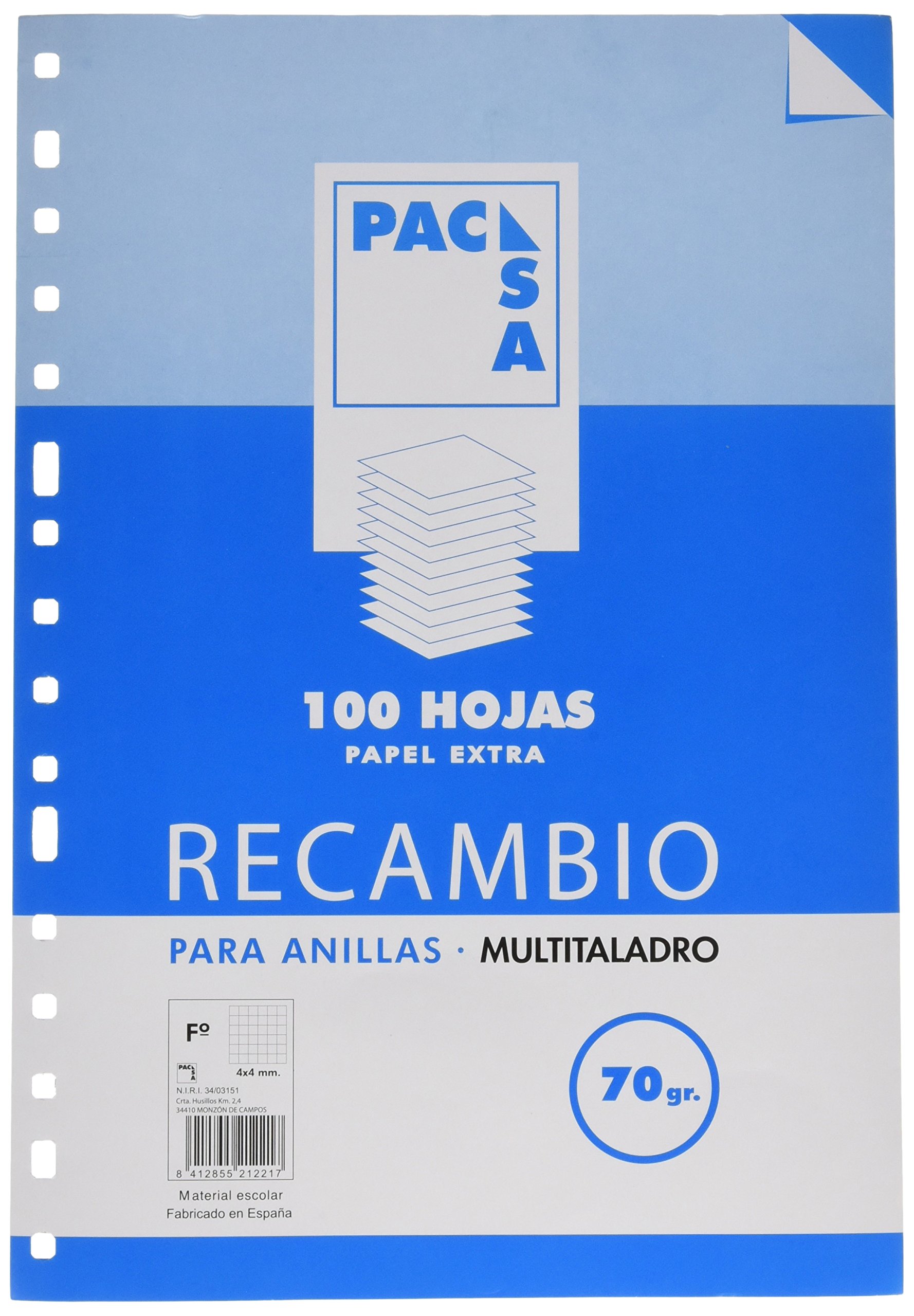 pacsa 21221 – Refill 70 g, Foolscap, Punched, 100 Sheets