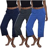 Sexy Basics Women's Cotton Lounge Pants | Sleep -Capri -Yoga Style | Drawstring PJ Bottoms | Multi Packs