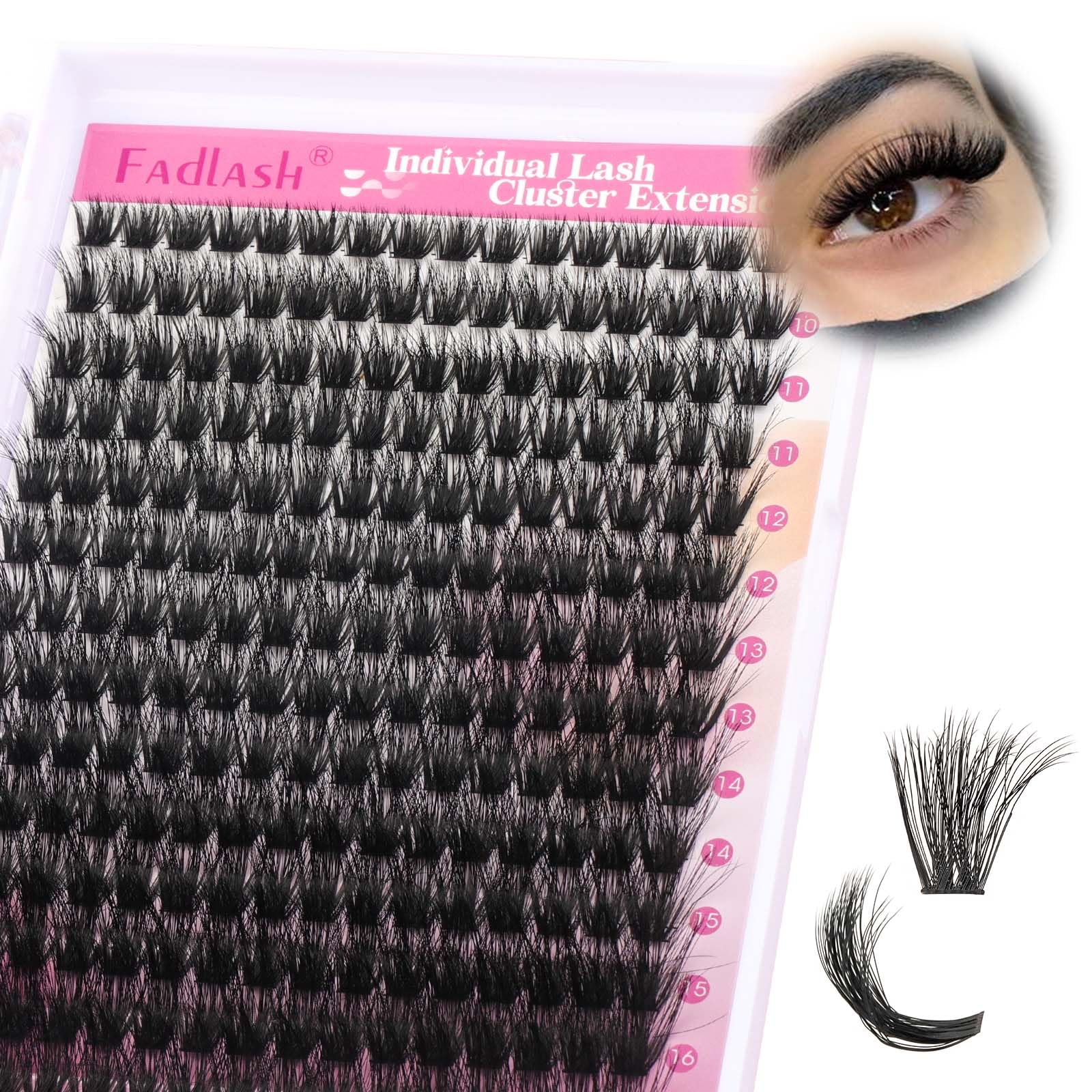 FADLASH 100D 0.07mm D Curl 8-16mm Large Tray Wispy Russian 3D Fluffy Cluster Lashes DIY Eyelash Extensions — image 1