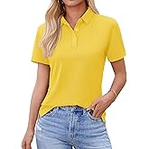 YUCOLEN Polo Shirts for Women Short Sleeve 3 Button Collared Golf Tee Cotton Business Casual Summer Work Tops