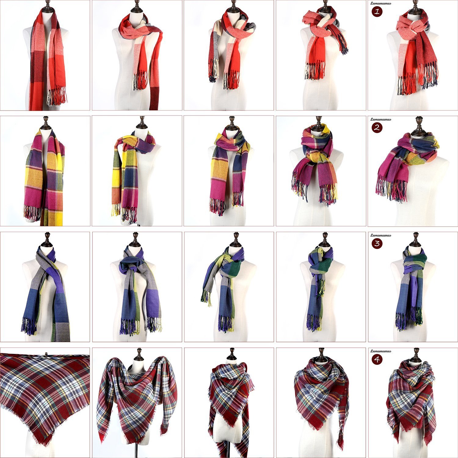 Lamamamas Plaid Blanket Scarf Warm Cozy Tartan Wrap Shawl Winter Scarfs for Women