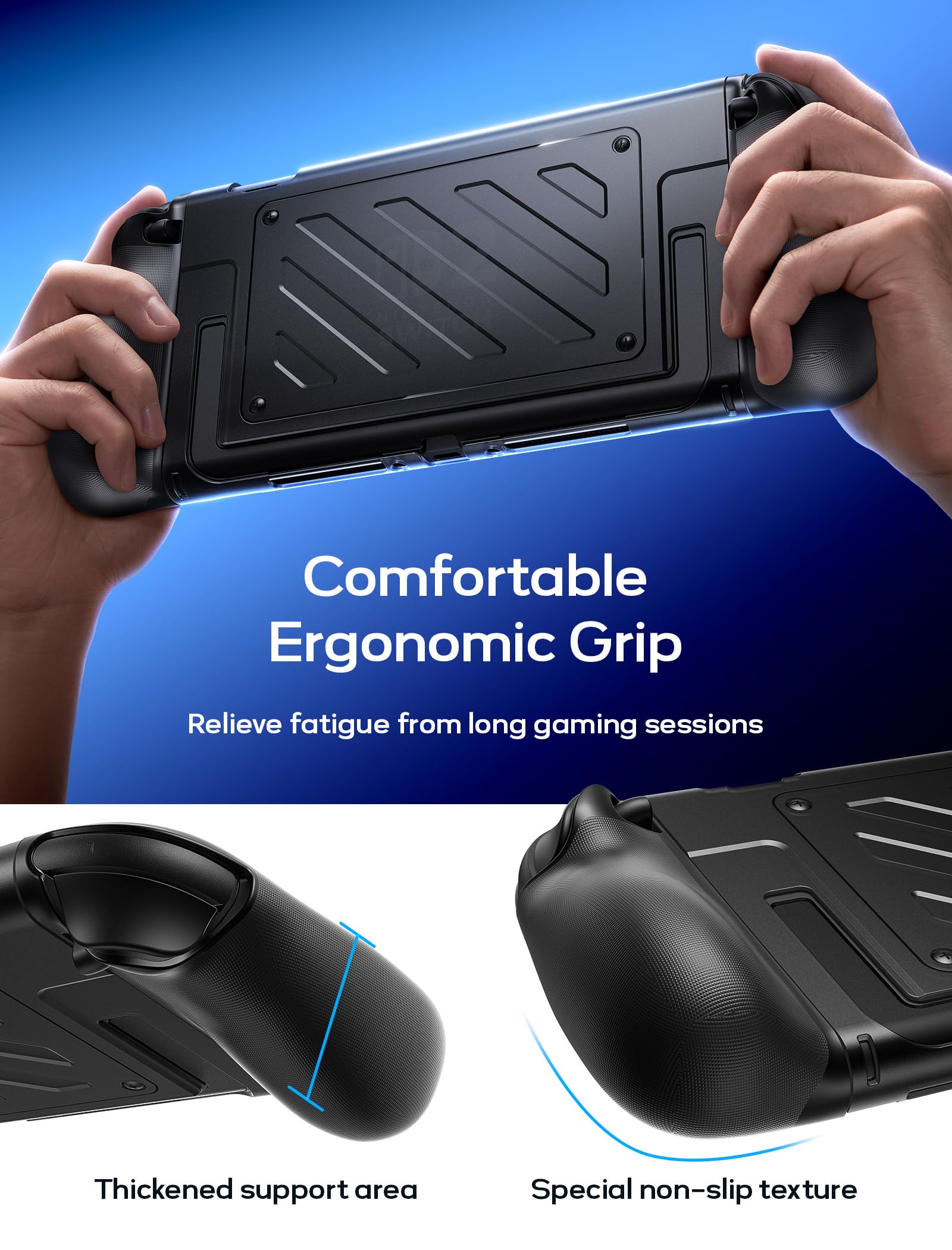 JSAUX Split-Schutzhülle für Switch 2, TPU-Mittelrahmen & PC-Frontabdeckung, Rutschfester Ergonomischer Griff, Platz für 10 Spielekarten, Unterstützt Standfunktion, Stoßfest & Kratzfest, PC0114 7