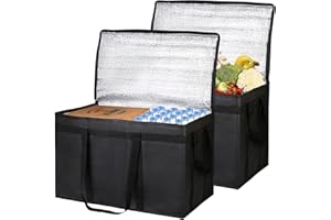 Bodaon 2-Pack Insulated Food Delivery Bag, XXXL Grocery Shopping/Catering/Pizza Cooler Bags, Cold/Hot Styrofoam Carrier for Doordash/Travel/Car, Warmer/Frozen, Door Dash Accessories