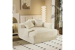 homecozy Multifunctional Modern Oversized Chaise Lounge - Large Floor Loveseat for Living Room and Bedroom, Casual Recliner for Gaming, Reading and Resting - Beige 48 * 48 * 28.3 Inches (Frameless)