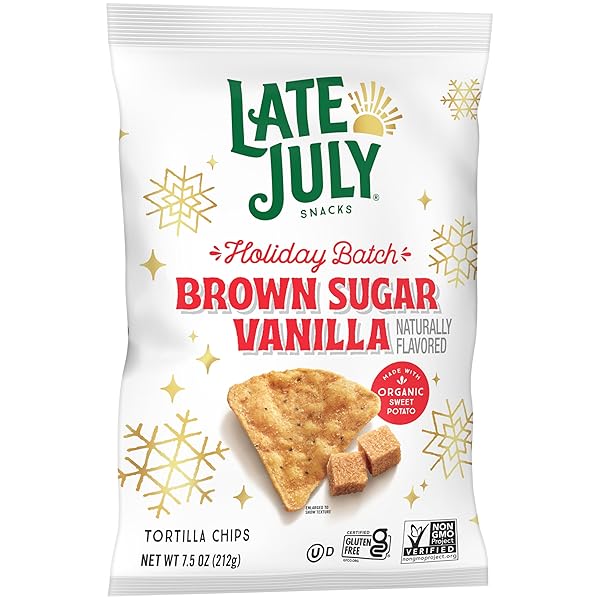 LATE JULY SNACKS BROWN SUGAR VANILLA FLAVORED TORTILLA CHIPS, 7.5 OZ BAG