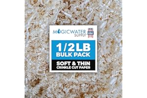 MagicWater Supply - 1/2 LB - Cream - Soft & Thin Crinkle Cut Paper Shred Filler great for Gift Wrapping, Basket Filling, Birthdays, Weddings, Anniversaries, Valentines Day, and other occasions