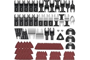CaRoller 96Pack Oscillating Tool Blades, Multitool Kit for Wood, Metal, Plastics Cutting, Quick Release Multi Tool Blades Kits for Dewalt, Rockwell, Ryobi