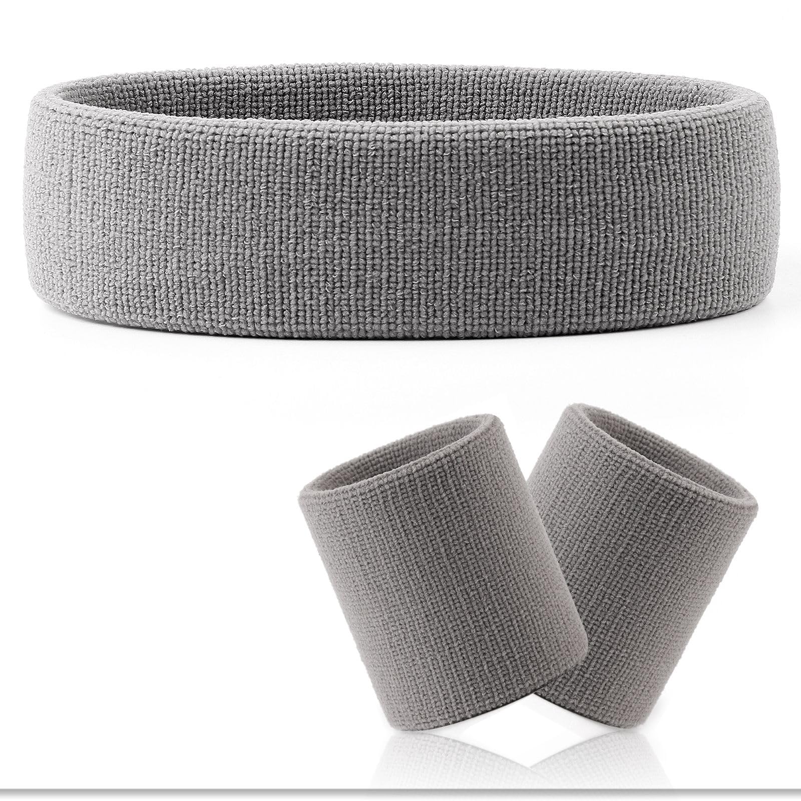 VENI MASEE Sweatband Set - Sports Headband Wrist Striped Sweatbands Terry Cloth Wristband Athletic Exercise Basketball Wrist Sweatband and Headbands Moisture Wicking Sweat Absorbing Head Band
