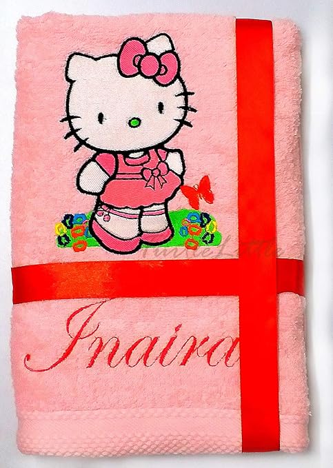 Turtlelittle 100 Cotton Hello Kitty Personalised Kids Bath Towel 600 Gsm Set Of 1 Pink Amazon In Baby