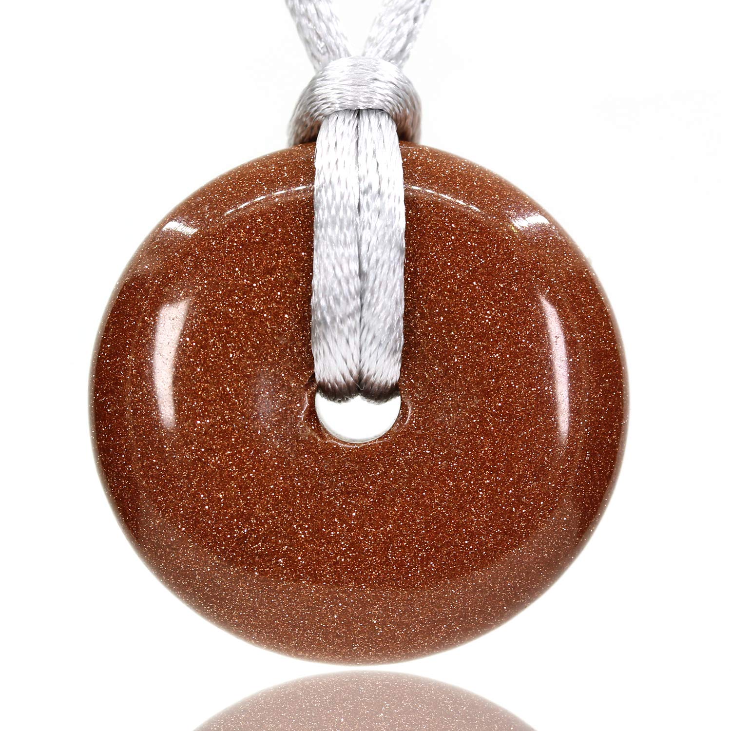 Synthetic Golden Sandstone Gemstones Peace Donut 30M Beads Adjustable Braided Macrame Tassels Pendant Unisex