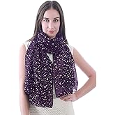 Silver Gold Glitter Shimmer Sparkle Foil Star Print Women's Scarf Shawl Wrap Lightweight
