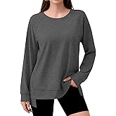 Missufeintl Women's Long Sleeve Crew Neck Workout Sweatshirts Loose Casual High Low Tunic Pullover Tops 2025 Fall Clothes