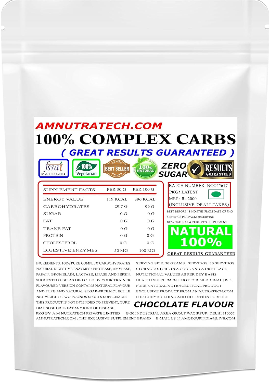 A M Nutratech Complex Carbs Chocolate Flavour 2 Lbs Amazon In Health Personal Care