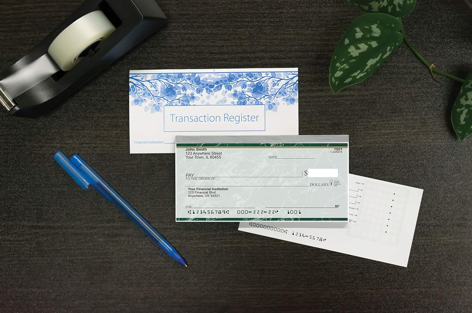Value Price Green Marble Top Tear Personal Checks (1 Box of Singles, Qty. 125) : Office Products
