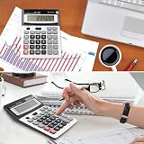 HIHUHEN Large Calculator Solar & Battery 12 Digit Display Business Office view 7