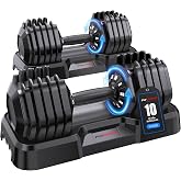 10-in-1 Adjustable Dumbbell Set, 25/50lbs Free Weights Dumbbell Set | 10-in-1 Adjustable Dumbbell Set, Quick-Lock Hand Weights, 25/50LBS Set, Anti-Slip Texture Handle, Home Gym for Men and Women