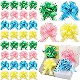 Riceshoot 60 Pcs Easter Pastel Large Pull Bows Ribbon Gift 6 Inch Pastel Gift Wrapping Bows for Easter Spring Mother's Day Presents Wedding Birthday Party Basket Holiday Decor