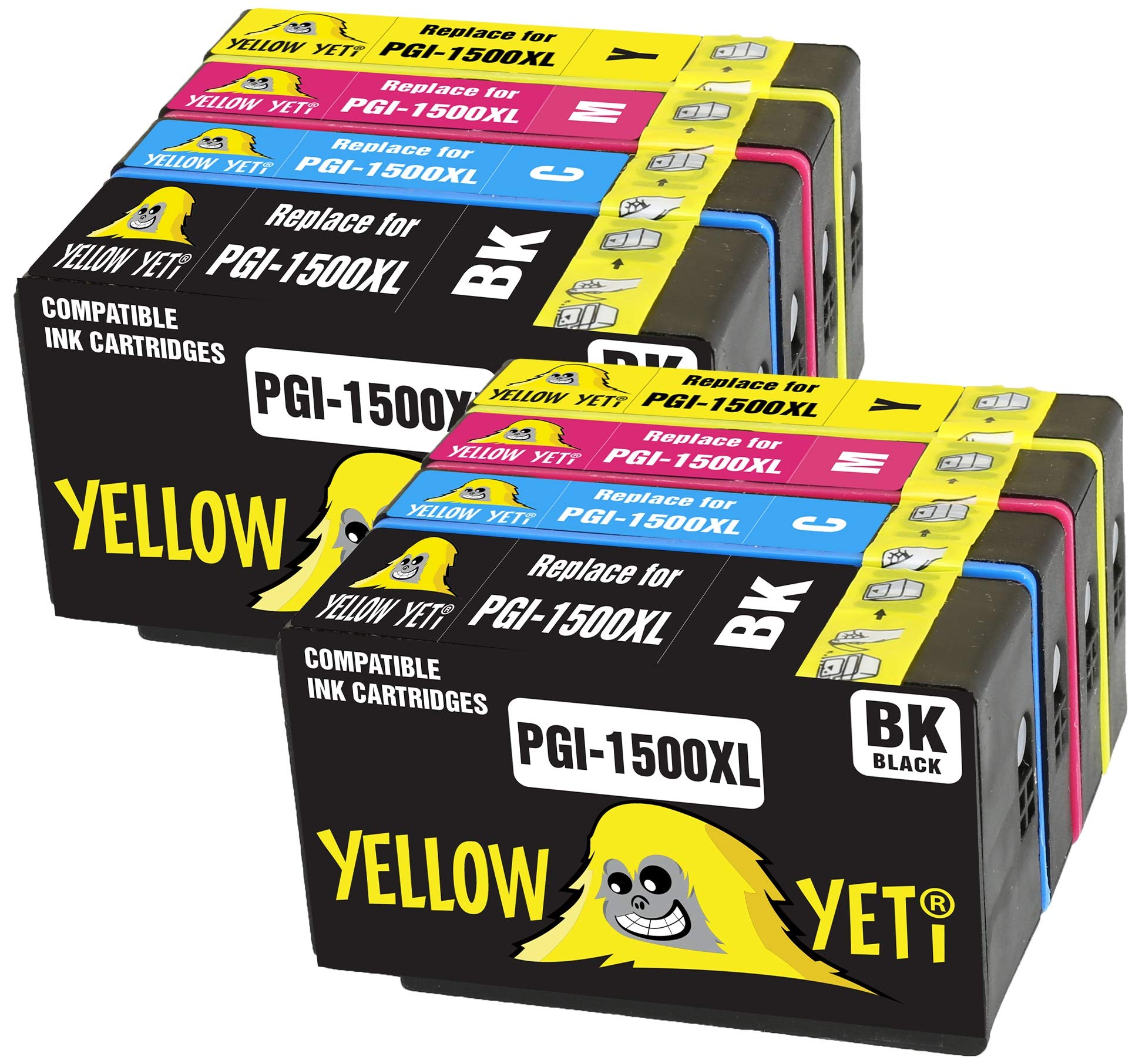 YELLOW YETI Replacement for Canon PGI-1500XL PGI-1500 XL Ink Cartridges compatible with Canon MAXIFY MB2050 MB2350 MB2750 MB2150 MB2155 MB2755 (2 Black + 2 Cyan + 2 Magenta + 2 Yellow)