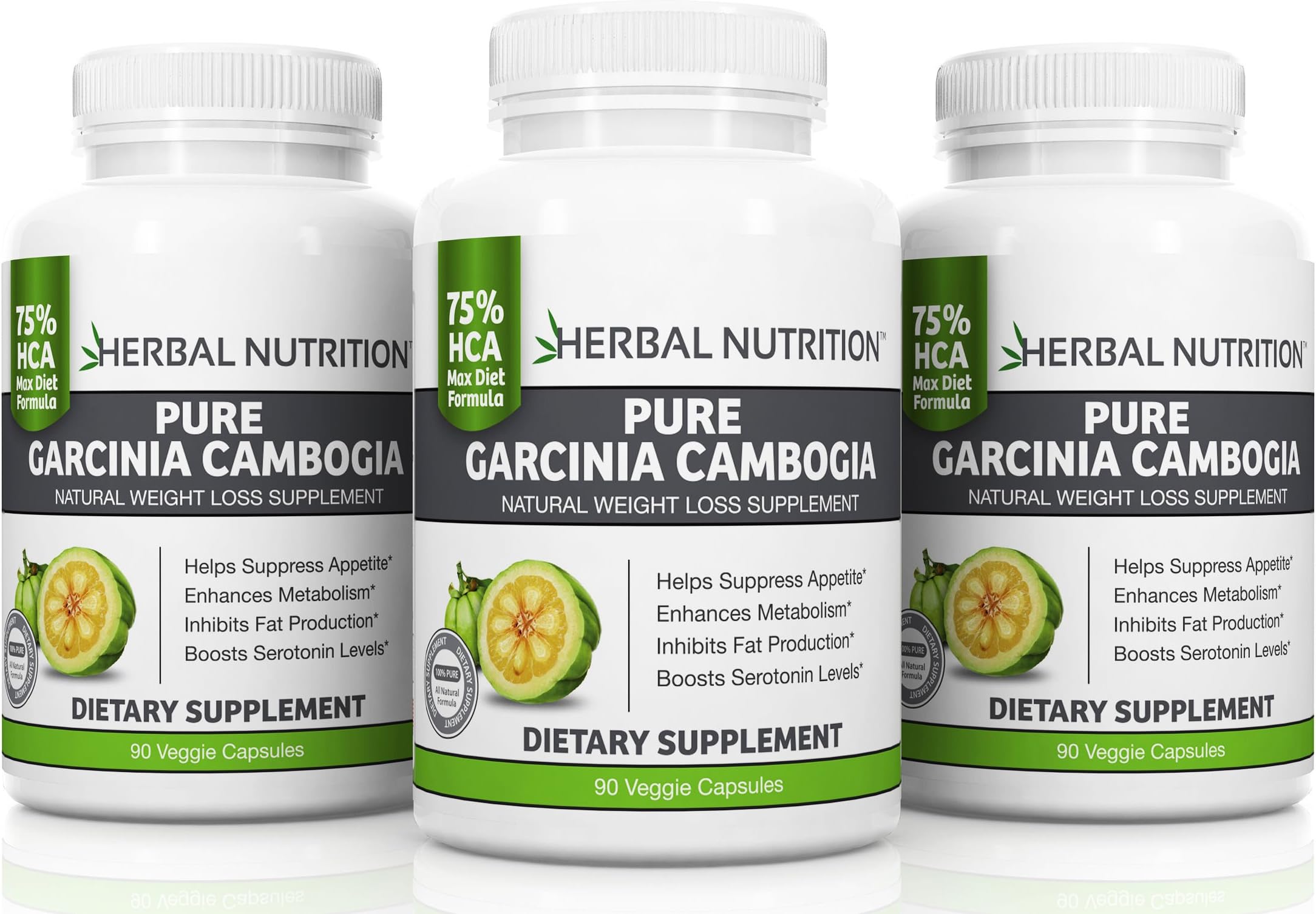 Garcinia Cambogia Extract for Weight Loss Three 90 Count Bottles 270 Capsules 60% HCA Multi-Level Dosing 500mg – 2000mg Proven Diet Dosage MFD USA