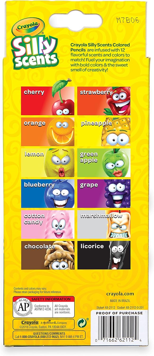 Crayola Silly Scents Scented Colored Pencils, Gift for Kids, 12ct, Assorted, 0.3 x 3.5 x 8.4 inches: Toys & Games