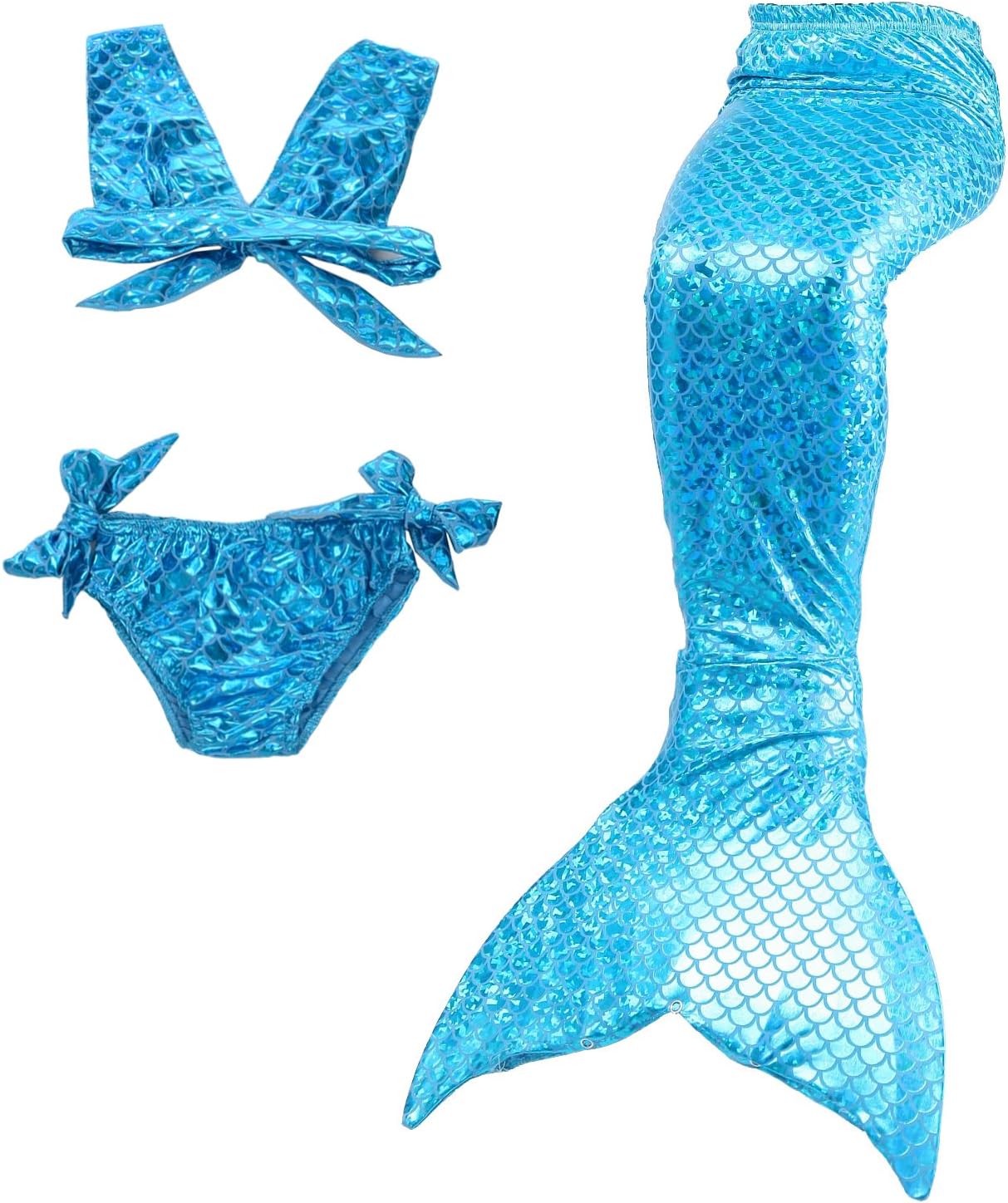 Girls' 3pcs Mermaid Tail Swimwear Mermaid Swimsuit Bathing Suit Bikini