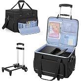 Yarwo Rolling Printer Case Compatible for Brother/HP Wireless Laser Printer | Padded Printer Travel Bag with Hard Bottom, Detachable Wheels and Divider, Crate on Wheels for Paper and Office Work Supplies