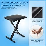 Crystals Double Braced X Frame Keyboard Stand and Chair Set Black view 2