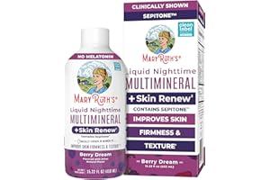 MARYRUTH ORGANICS MaryRuth's Liquid Nighttime Liquid Multimineral + Skin Renew | Clinically Shown in Women to Reduce Fine Wrinkle & Improve Skin Firmness | Sepitone | NO Melatonin | Magnesium | Vegan | 15 Servings