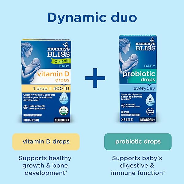 MOMMY’S BLISS ORGANIC BABY VITAMIN D DROPS | PROMOTES HEALTHY GROWTH AND BONE DEVELOPMENT | AGE NEWBORN+ | 0.11 FL OZ (100 SERVINGS)