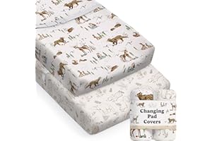 SORREL + FERN Baby Changing Pad Cover 2-Pack for Boys, Girls (Magic Forest) - Premium Fitted Sheets Baby Diaper Changing Table Cover - Buttery Soft Cotton Blend