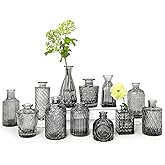 SUPMIND Bud Vase Set of 12, Black Bud Vases in Bulk, Small Flower Vases for Centerpieces, Mini Vintage Vase for Rustic Wedding, Home,Table Decoration
