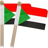 TSMD Sudan Stick Flag Sudanese Small Mini Hand Held Flags,5x8 Inch,12 Pack