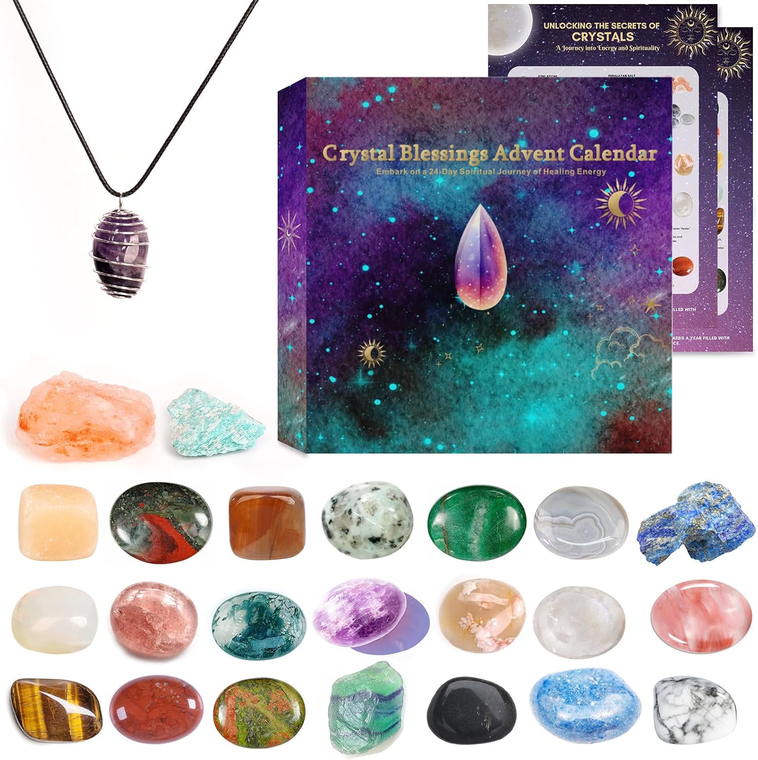 Advent Calendars - Advent Calendar 2023 Christmas Crystals-24 Gemstones Countdown Calendars,Natural Beauty Stones Kit Healing Journey for Women Girls
